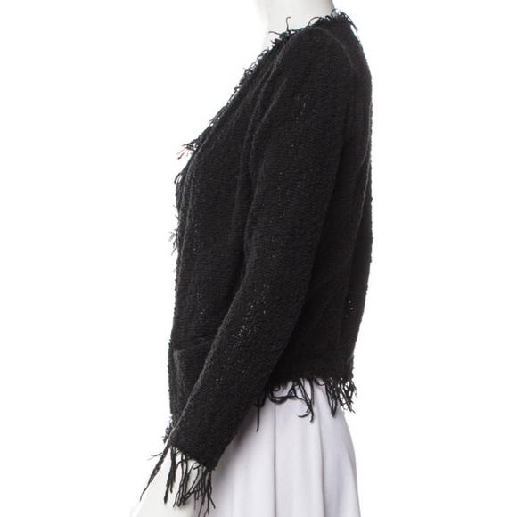 IRO Black Open Cof Jacket with Frayed Trim - Picture 6 of 8